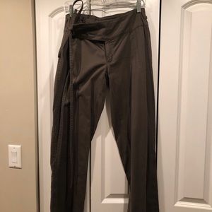 Wide leg dark green pants